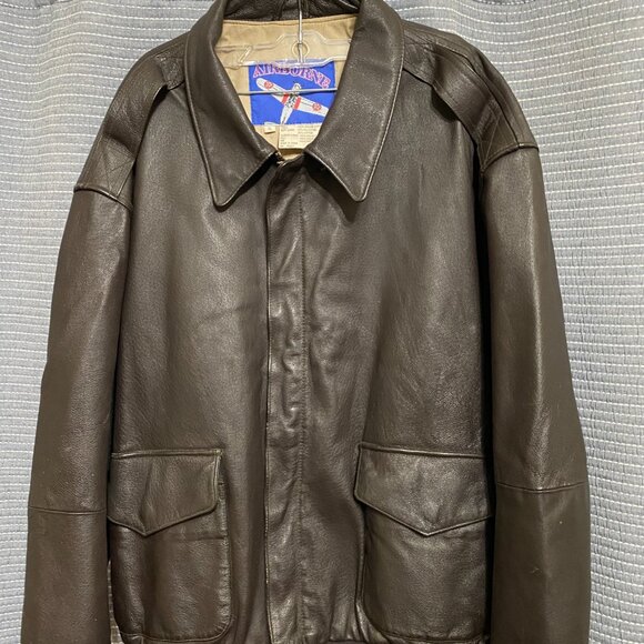 Mens Airborne Leathers A2 Air Force Bomber Jacket Sz XL Dark Brown Vintage 90’s - Picture 3 of 15